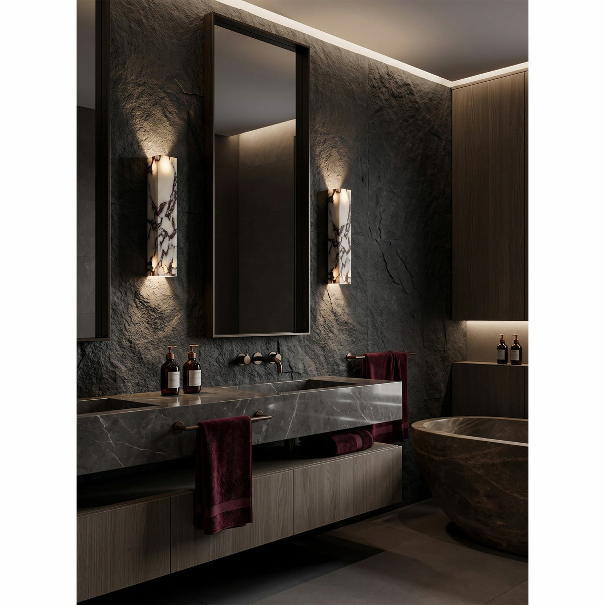 Slim Vertical Marble LED Wall Sconce, product view 13