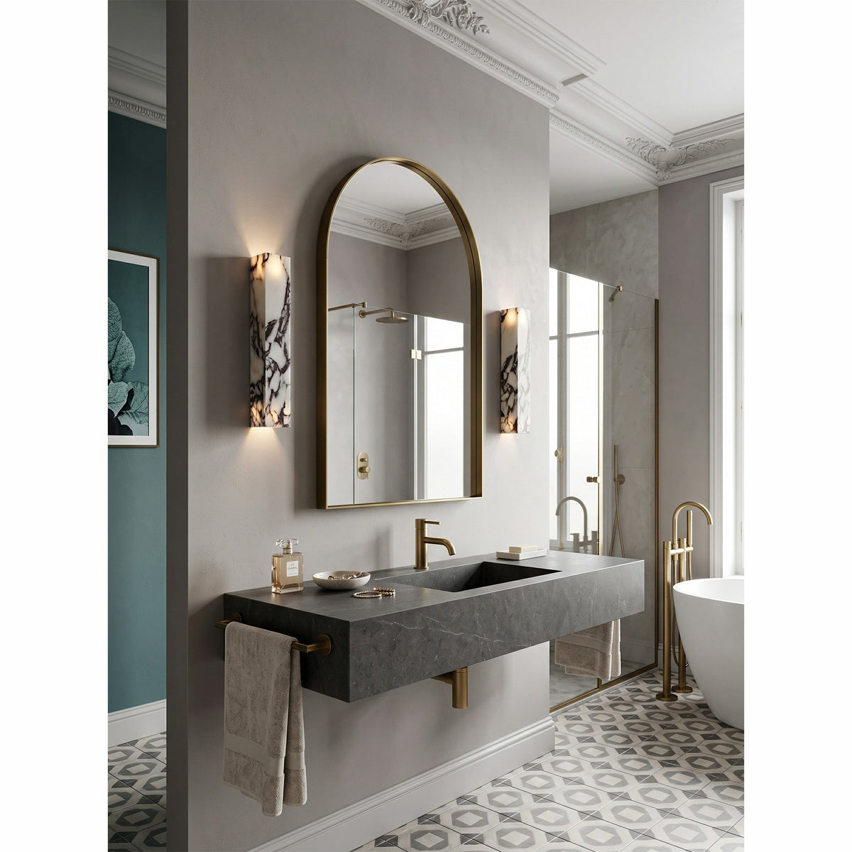 Slim Vertical Marble LED Wall Sconce, product view 14