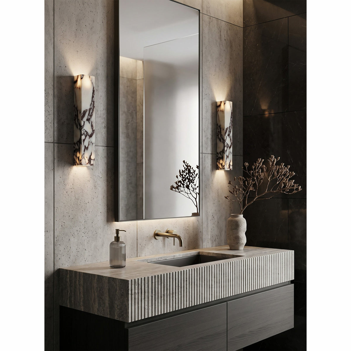 Slim Vertical Marble LED Wall Sconce, product view 16