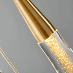 Spiral Raindrop Staircase Ceiling Lighting brushed brass LED teardrop fixture detail