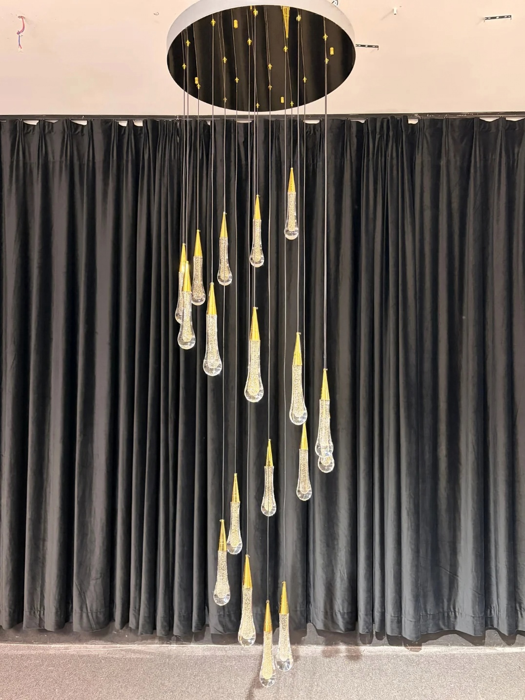 Spiral Raindrop Staircase Ceiling Lighting cascade crystal chandelier for staircase view