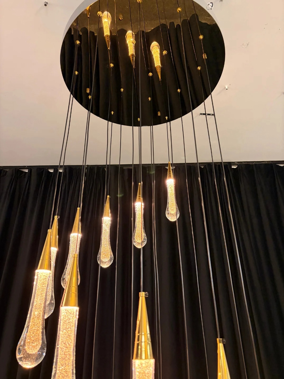 Spiral Raindrop Staircase Ceiling Lighting modern cascade round spiral crystal chandelier view