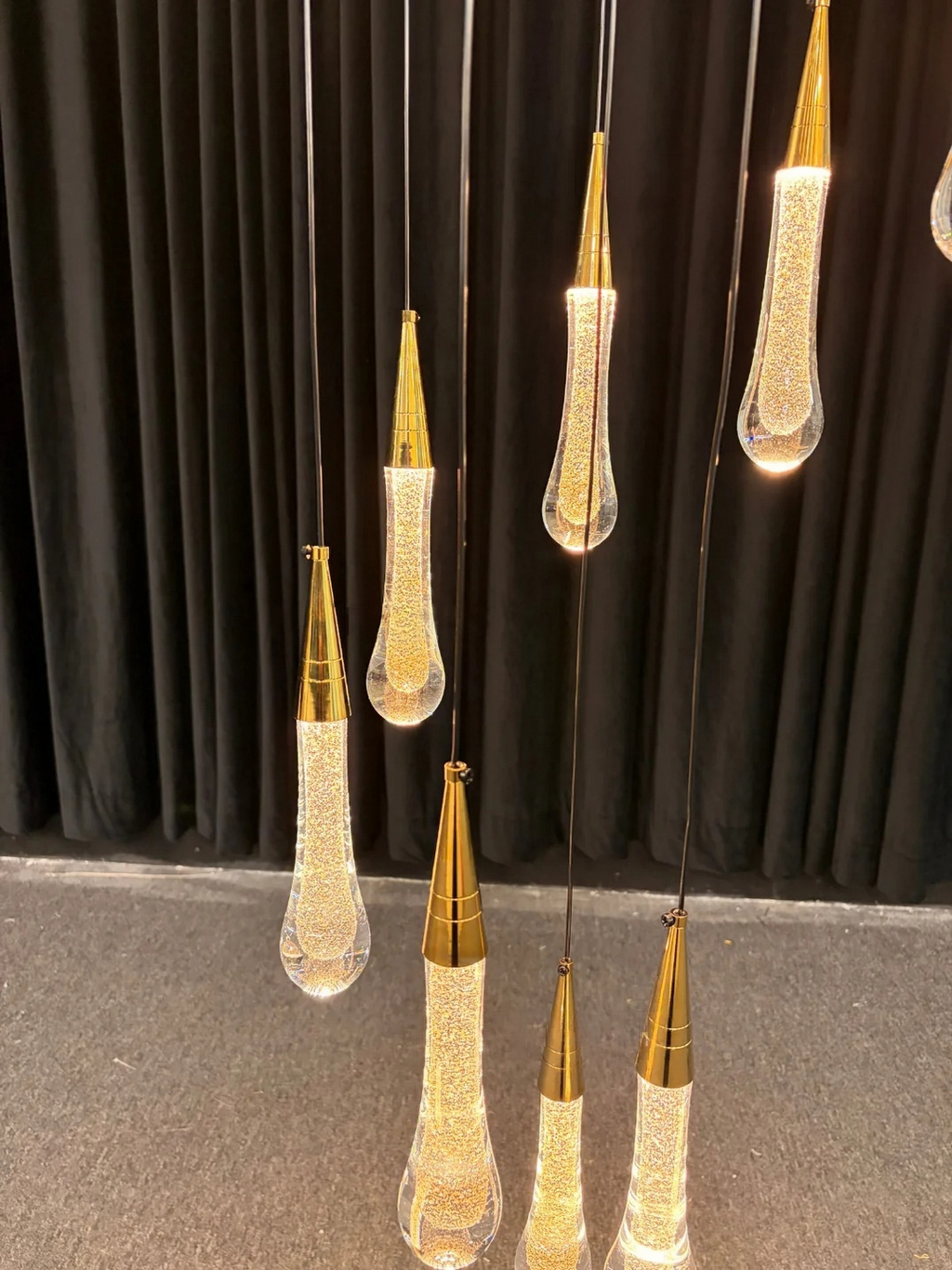 Spiral Raindrop Staircase Ceiling Lighting crystal raindrop cascade for staircase lighting