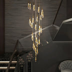 Spiral Raindrop Staircase Ceiling Lighting contemporary spiral raindrop chandelier for high ceilings