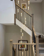 Spiral Raindrop Staircase Ceiling Lighting cascading pendant installation for modern stairwell