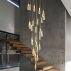 Spiral Raindrop Staircase Ceiling Lighting product view with cascading crystal raindrops