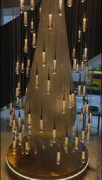 Spiral Raindrop Staircase Ceiling Lighting thumbnail view of cascading raindrop chandelier