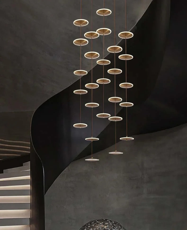 Spiral round Scandinavian chandelier acrylic LED detail
