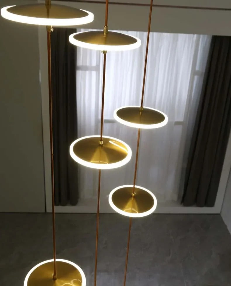 Spiral round Scandinavian chandelier ceiling mounted view