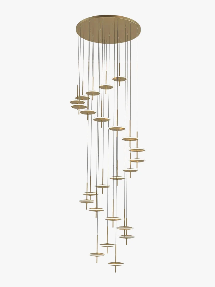 Spiral round Scandinavian chandelier product view with acrylic LED lights
