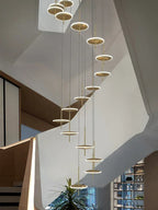 Spiral round Scandinavian chandelier for staircase installation view