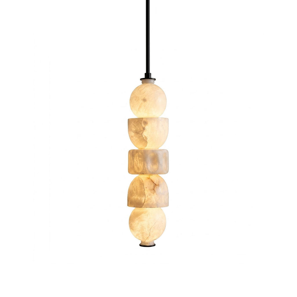 Stacked Geometric Alabaster LED Pendant Light, product view 1