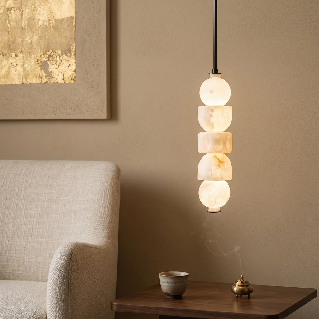 Stacked Geometric Alabaster LED Pendant Light, product view 5