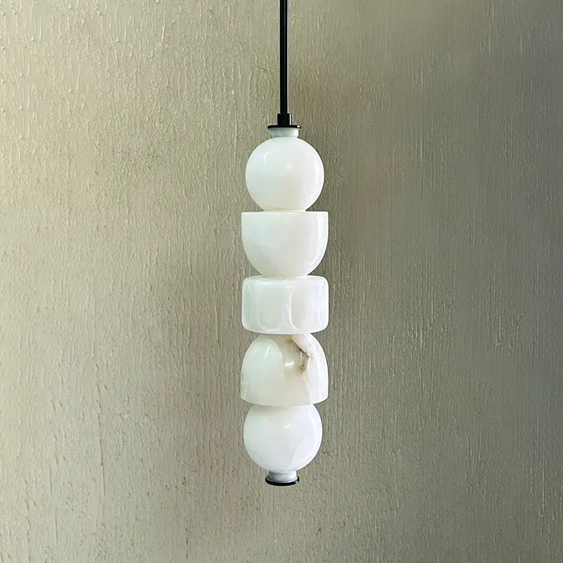 Stacked Geometric Alabaster LED Pendant Light, product view 11