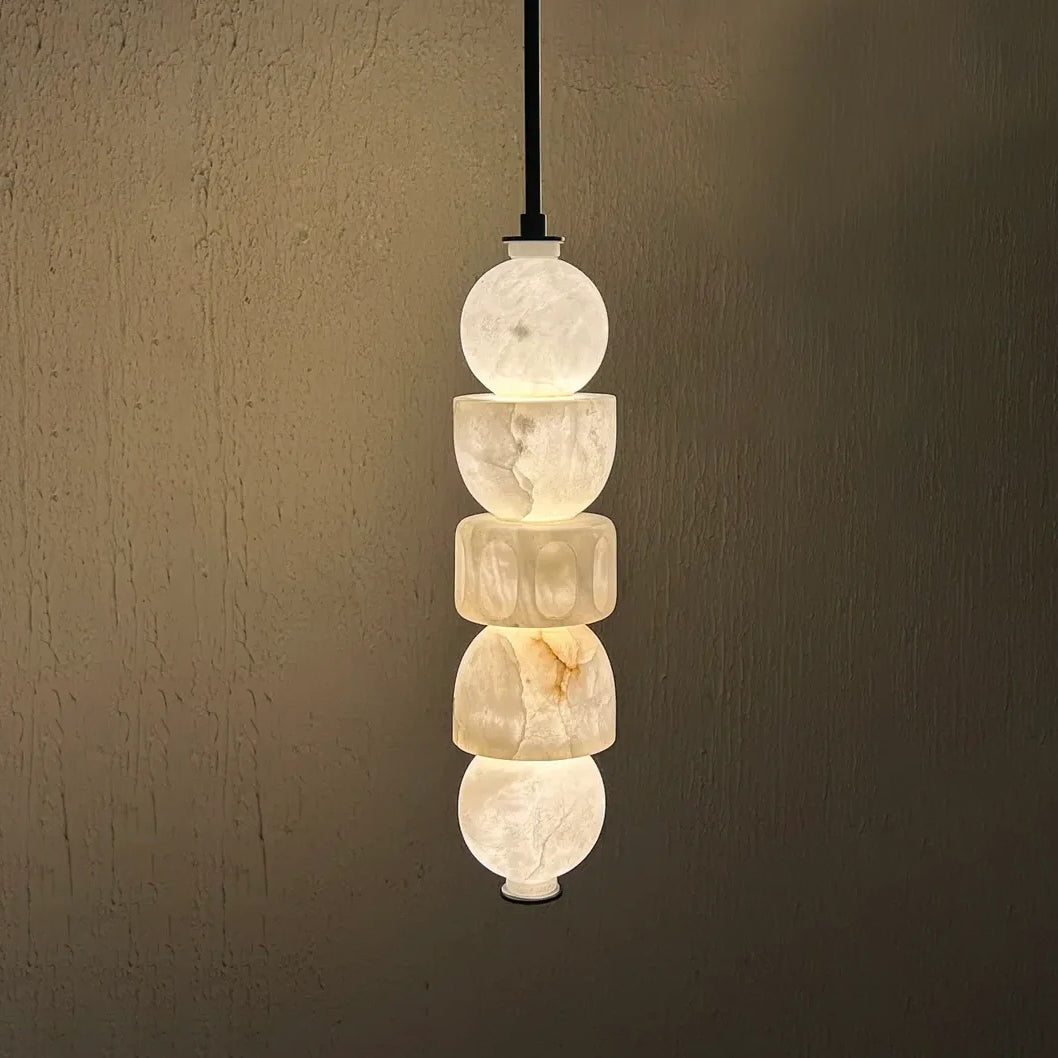 Stacked Geometric Alabaster LED Pendant Light, product view 12