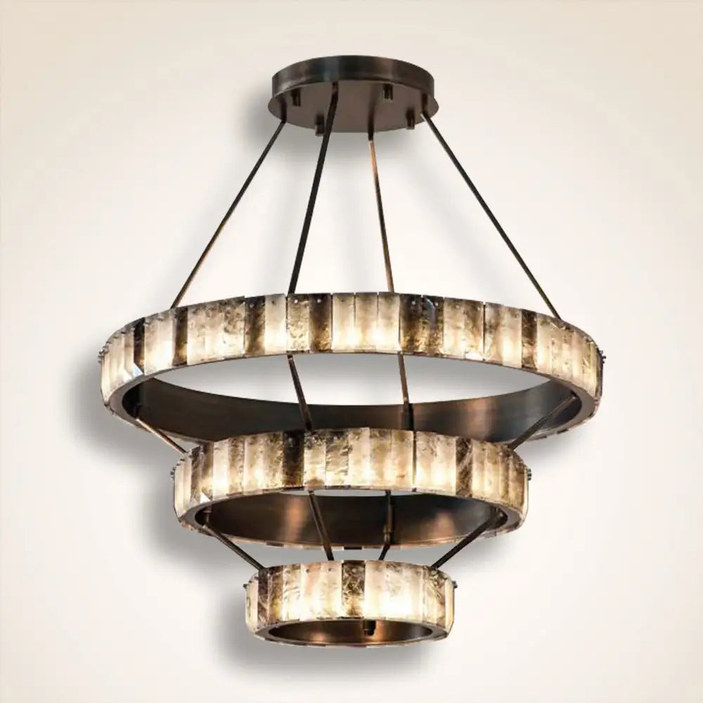 Tiered Alabaster Spiral Chandelier chandelier in a tall interior