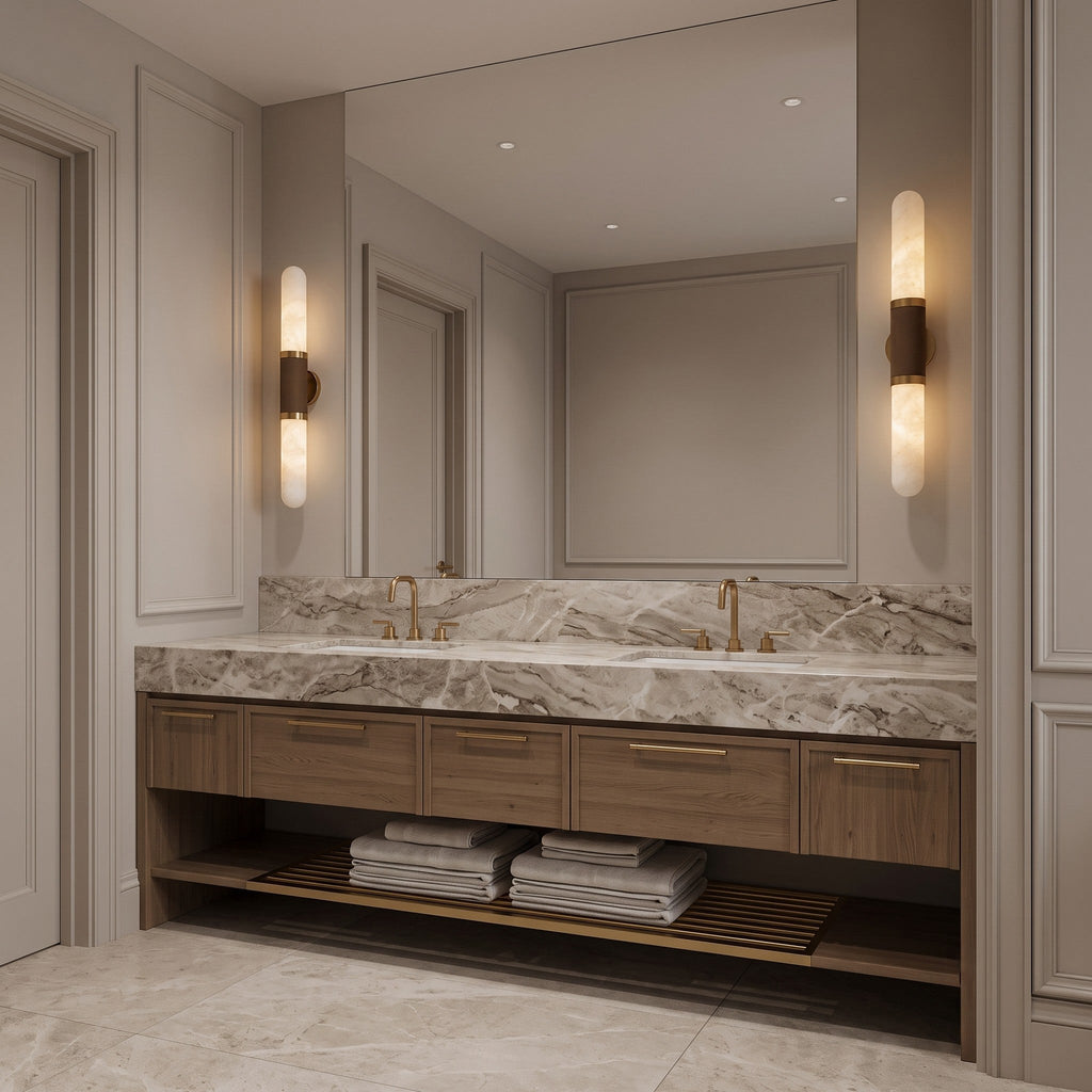 Tall Alabaster Cylinder LED Wall Sconce, product view 5