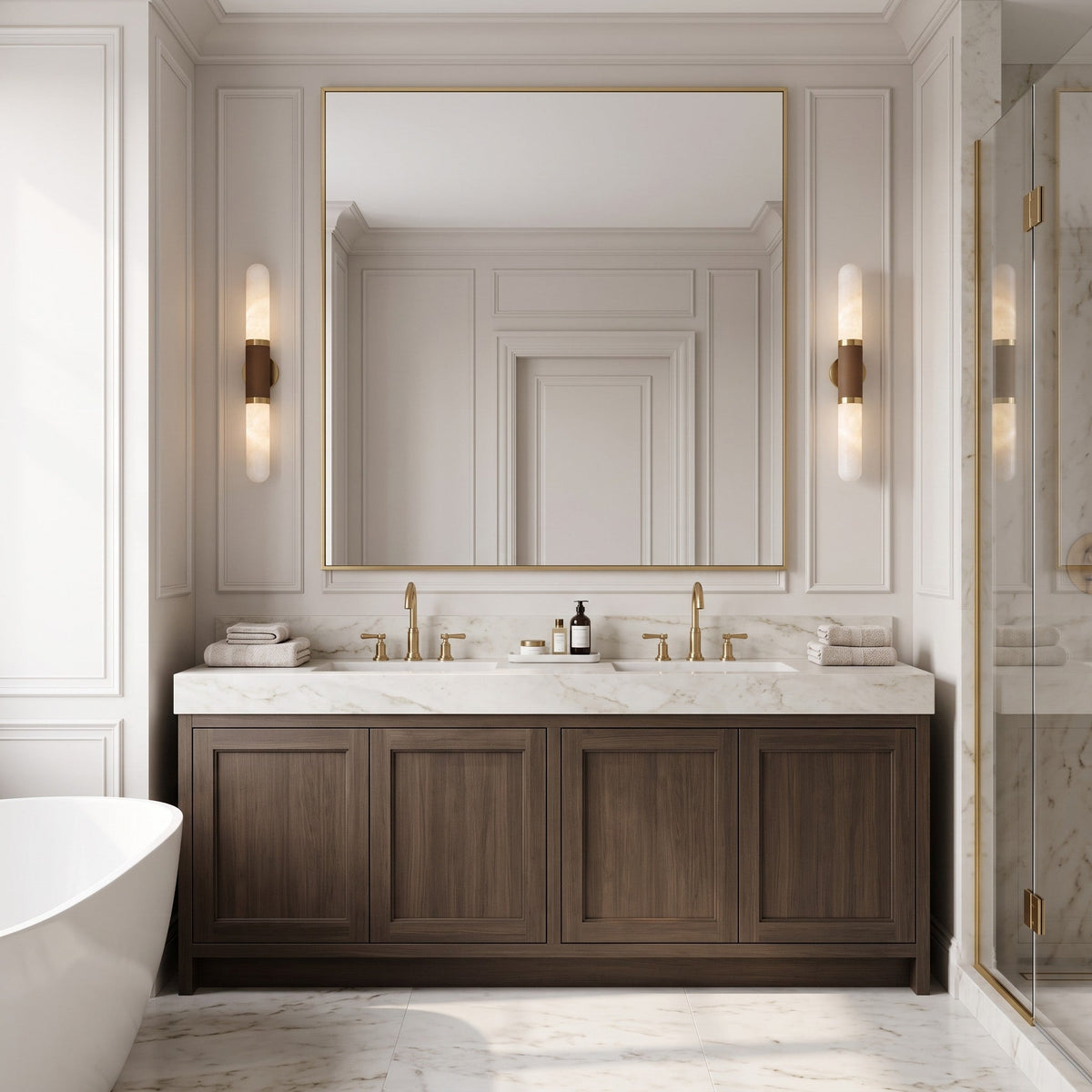 Tall Alabaster Cylinder LED Wall Sconce, product view 6
