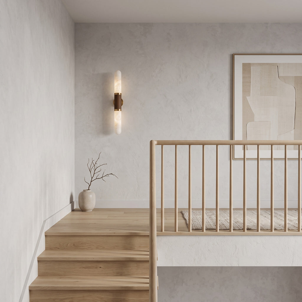 Tall Alabaster Cylinder LED Wall Sconce, product view 7
