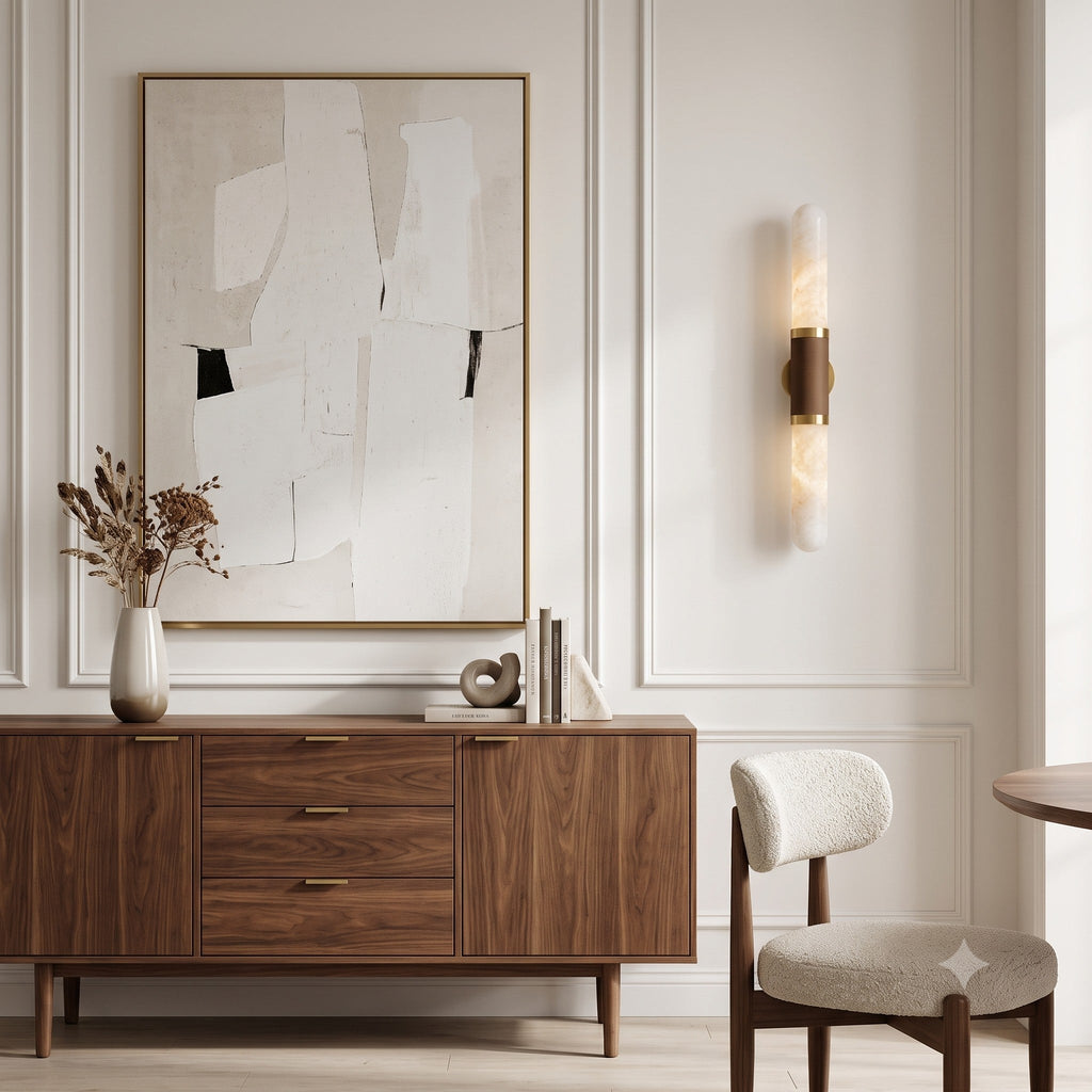 Tall Alabaster Cylinder LED Wall Sconce, product view 8