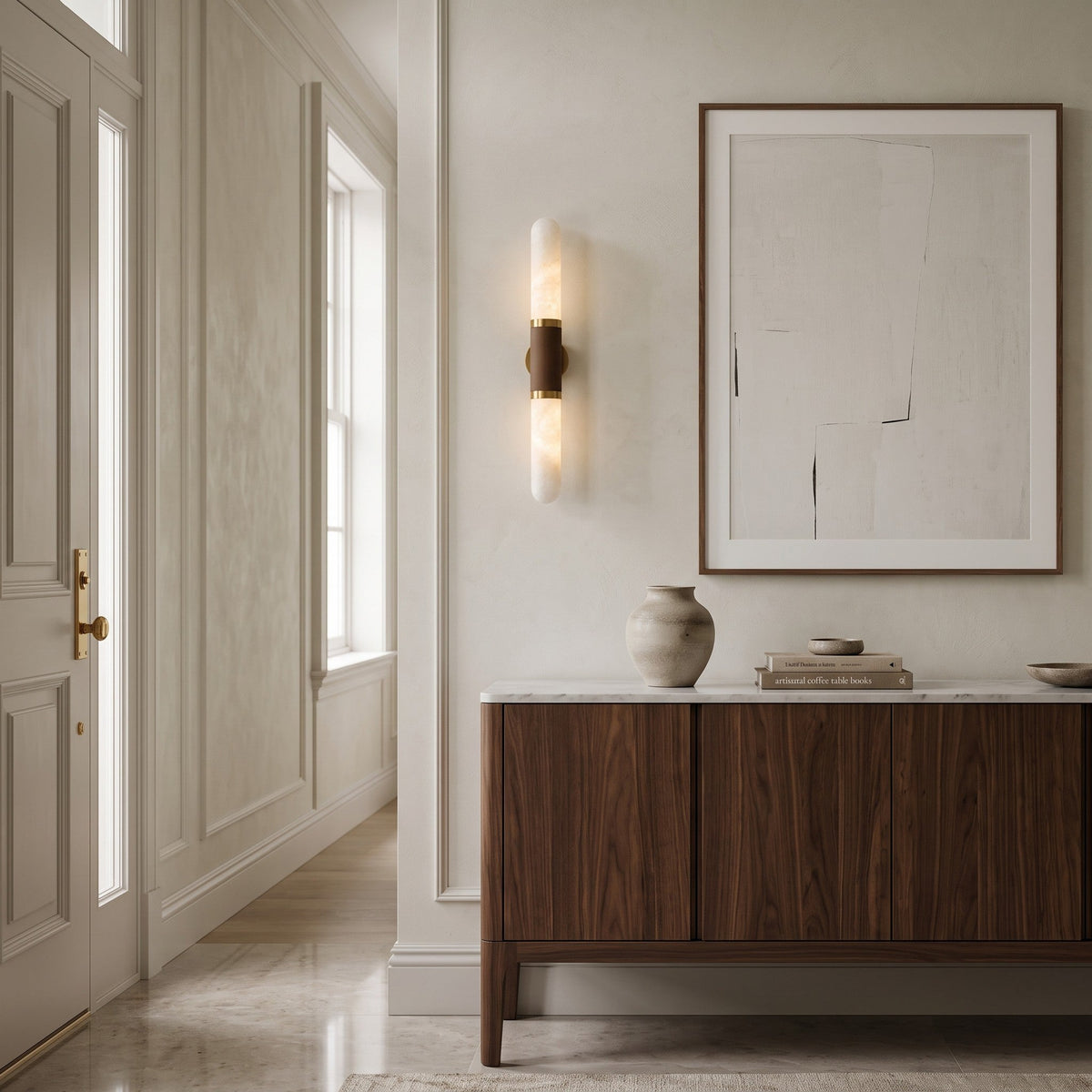 Tall Alabaster Cylinder LED Wall Sconce, product view 9