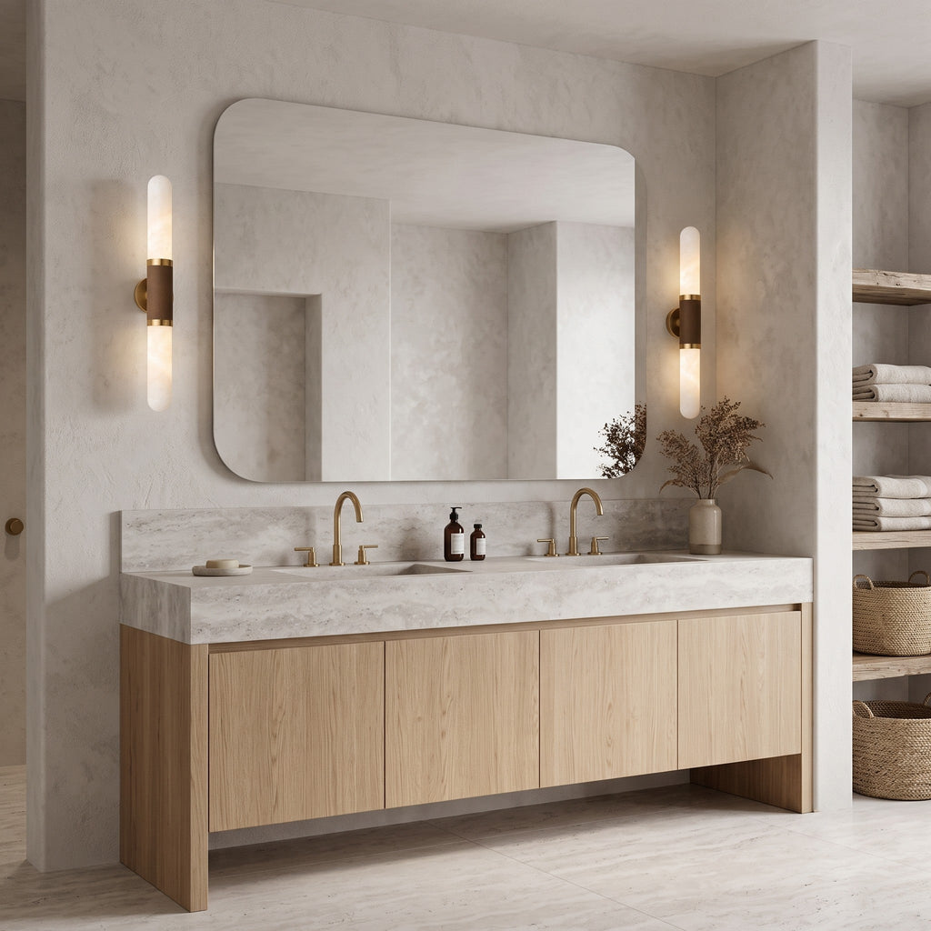 Tall Alabaster Cylinder LED Wall Sconce, product view 11