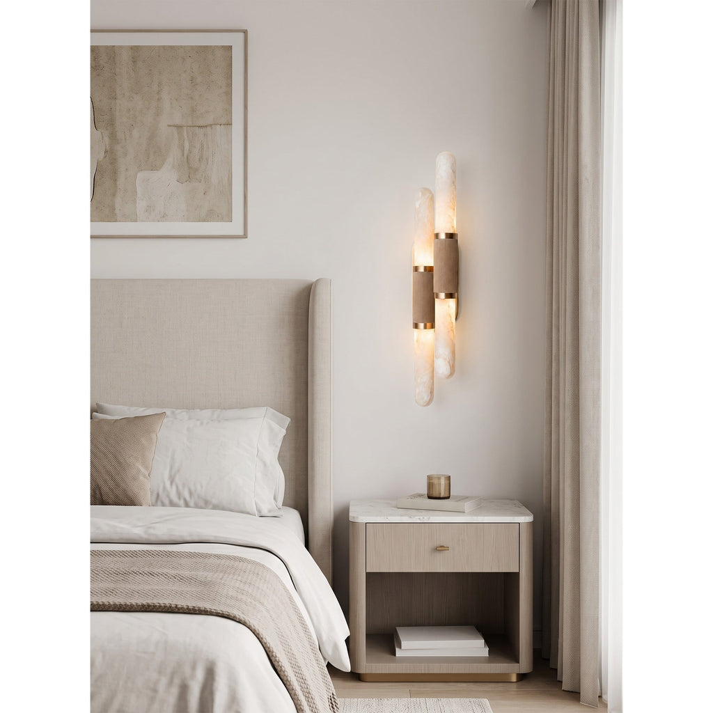 Tall Alabaster Cylinder LED Wall Sconce, product view 14