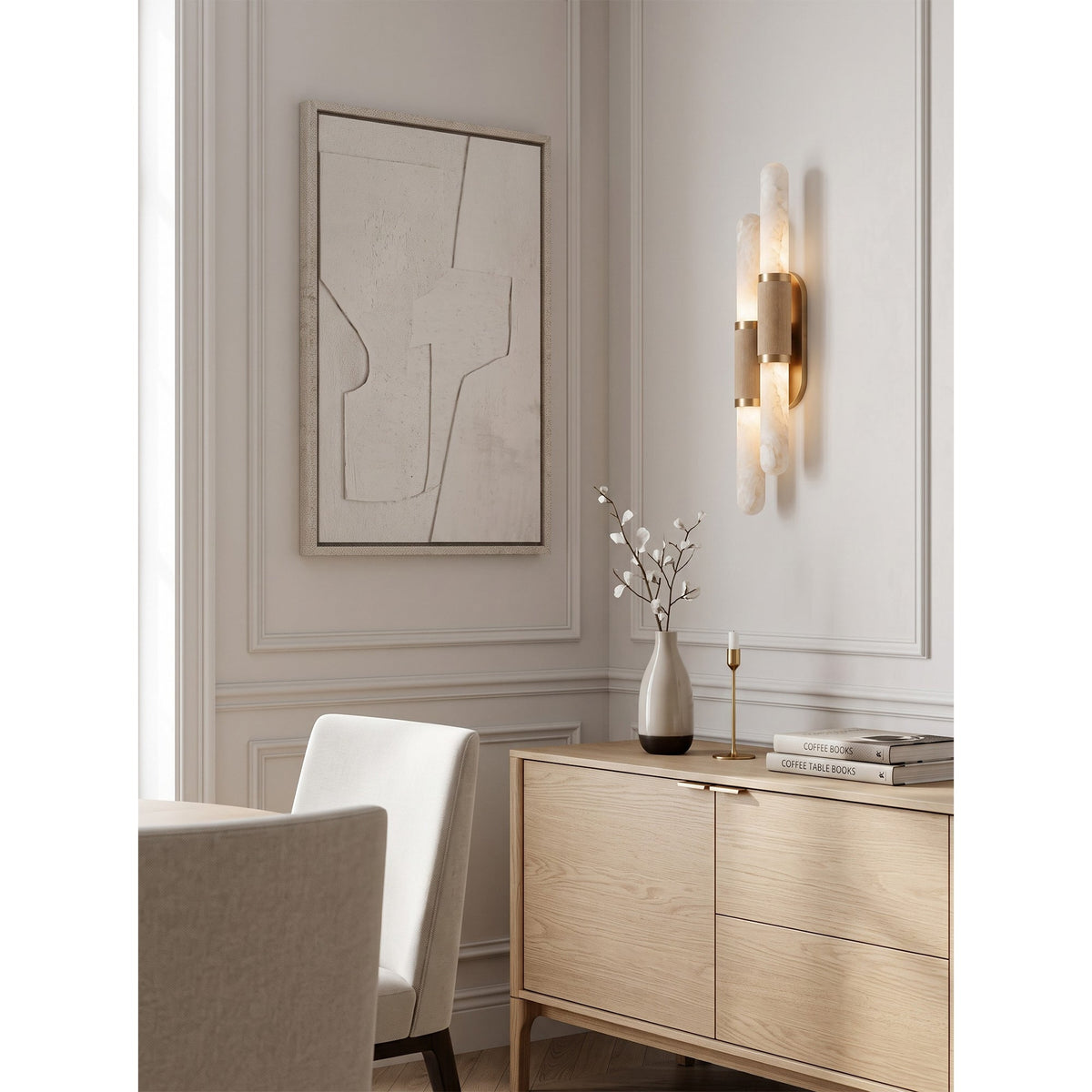 Tall Alabaster Cylinder LED Wall Sconce, product view 18
