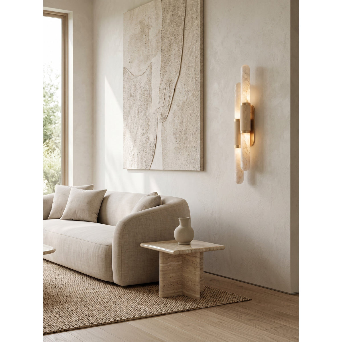 Tall Alabaster Cylinder LED Wall Sconce, product view 19