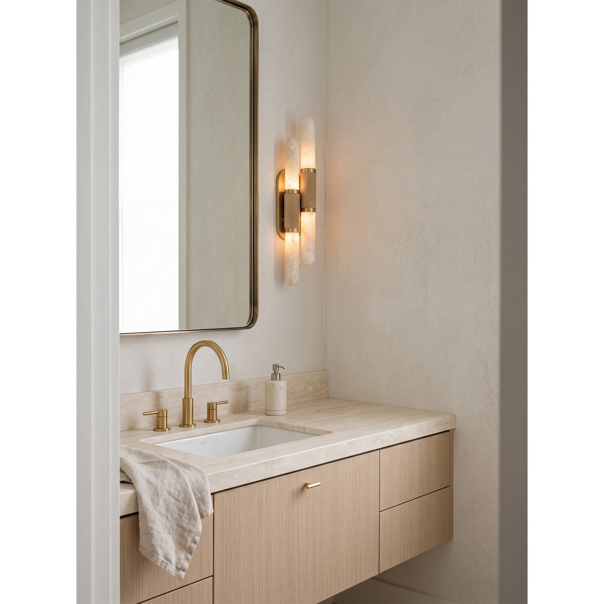 Tall Alabaster Cylinder LED Wall Sconce, product view 20