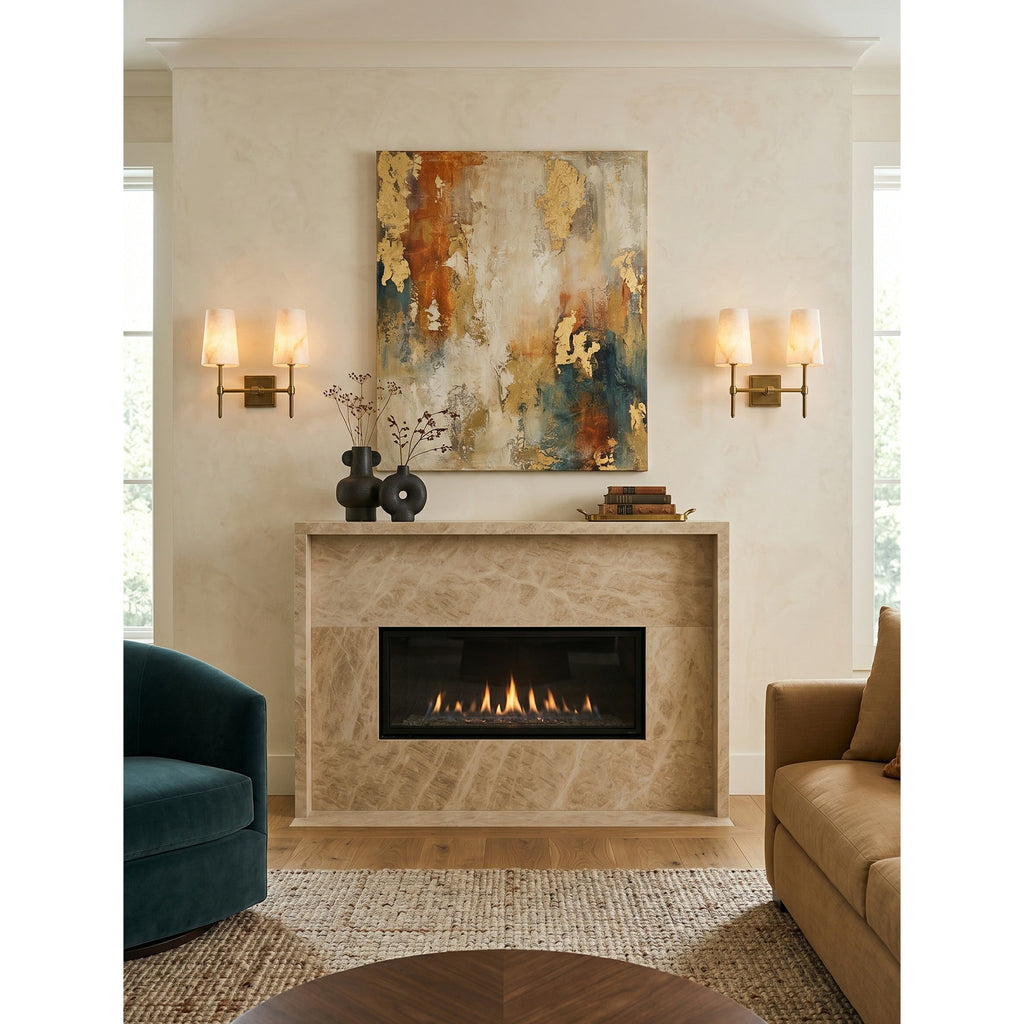 Tall Alabaster Globe Arm Wall Sconce, product view 7