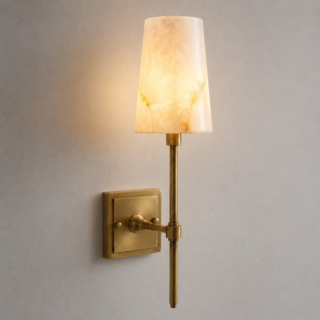 Tall Alabaster Globe Arm Wall Sconce, product view 16
