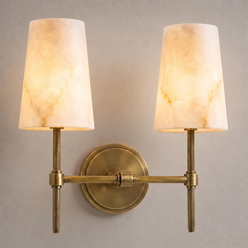 Tall Alabaster Globe Arm Wall Sconce, product view 17