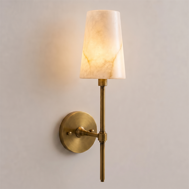 Tall Alabaster Globe Arm Wall Sconce, product view 18