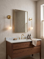 Tall-Stem Alabaster Globe Wall Sconce, product view 2