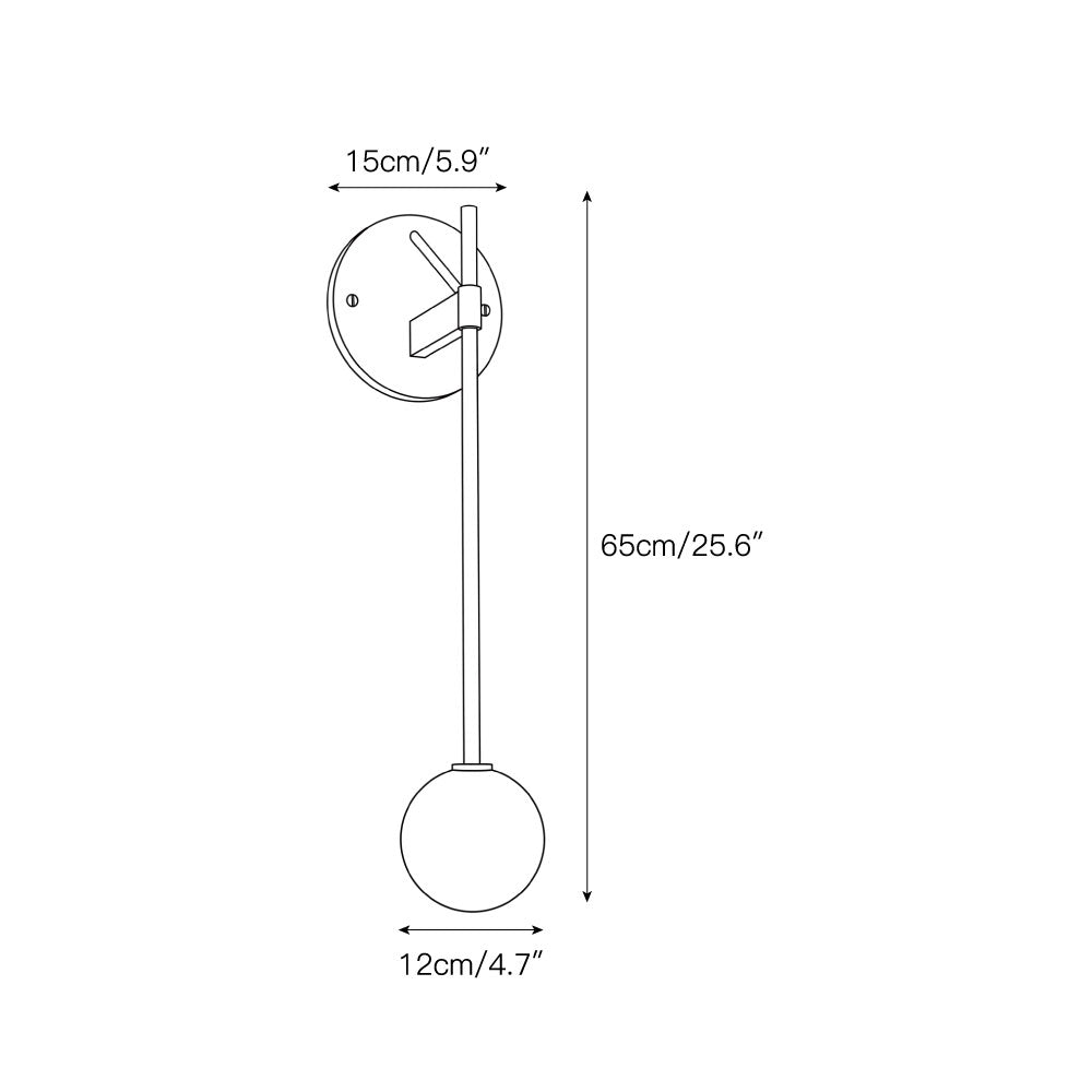 Tall-Stem Alabaster Globe Wall Sconce, product view 3