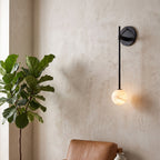 Tall-Stem Alabaster Globe Wall Sconce, product view 4