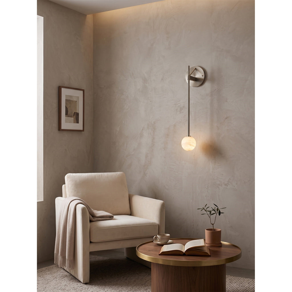 Tall-Stem Alabaster Globe Wall Sconce, product view 7