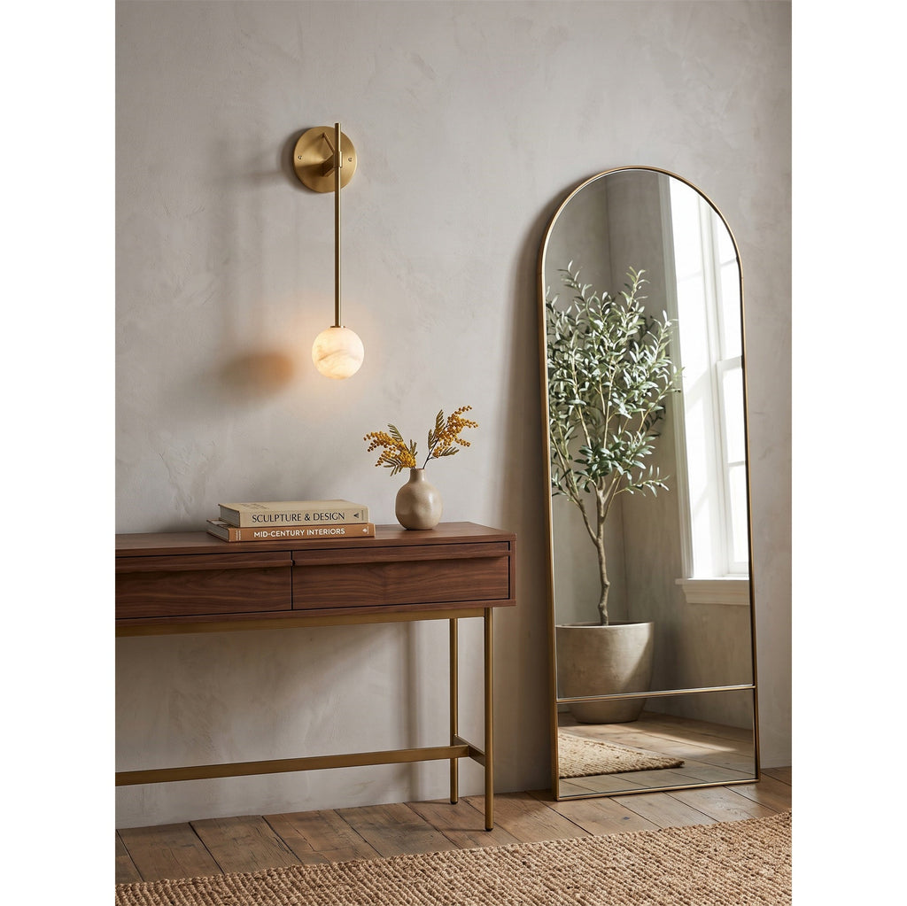 Tall-Stem Alabaster Globe Wall Sconce, product view 12