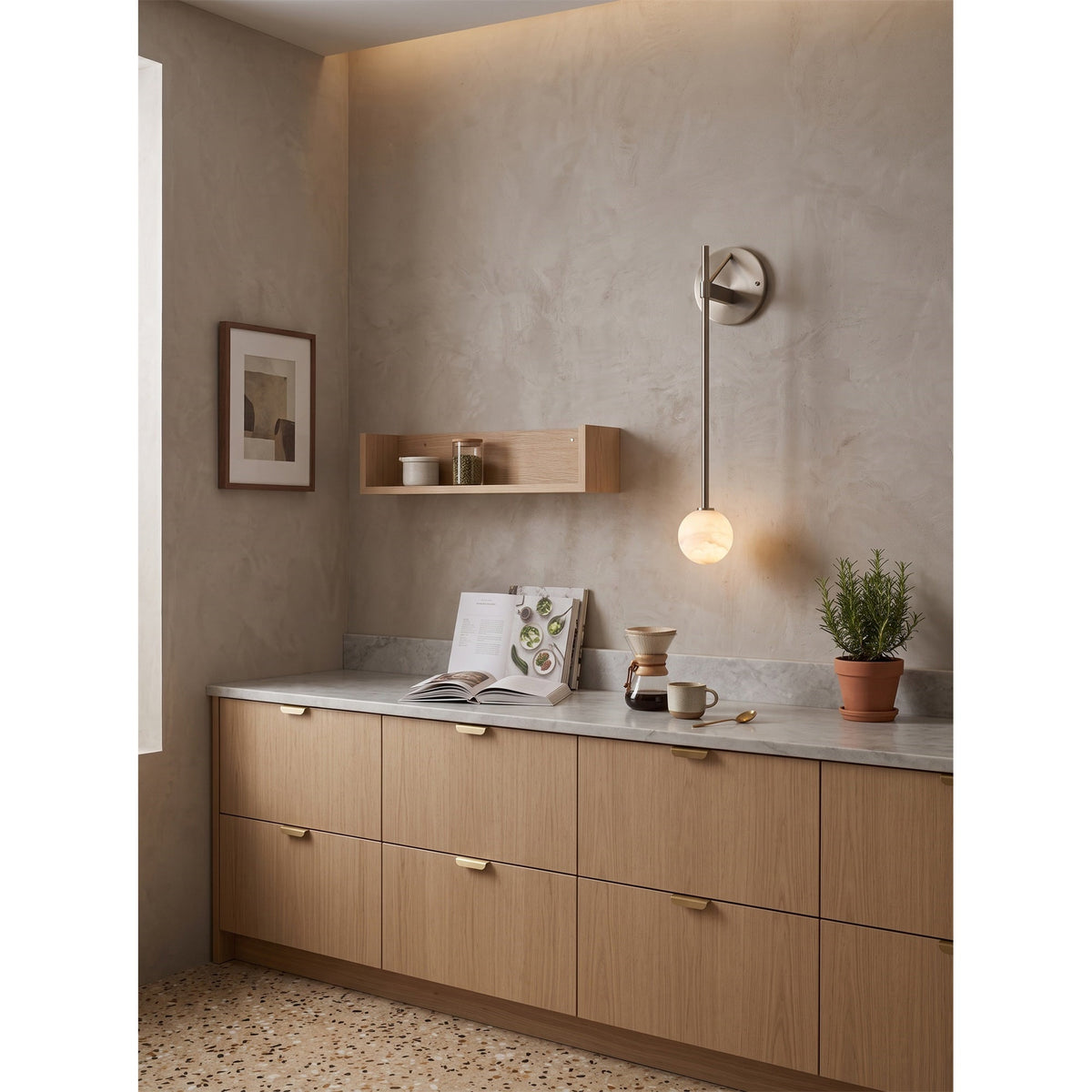 Tall-Stem Alabaster Globe Wall Sconce, product view 13