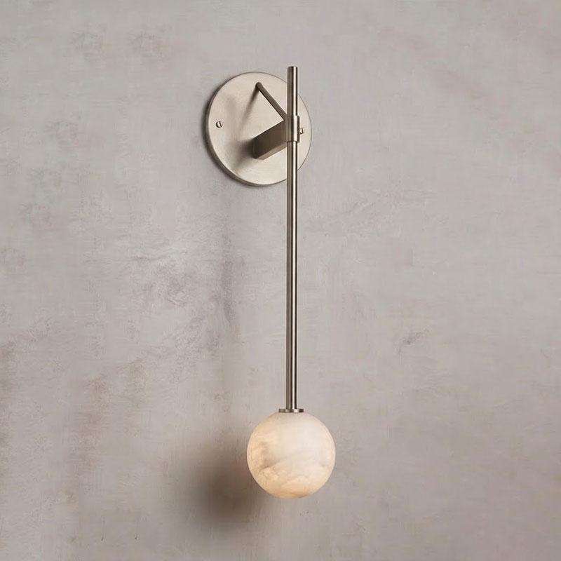 Tall-Stem Alabaster Globe Wall Sconce, product view 16