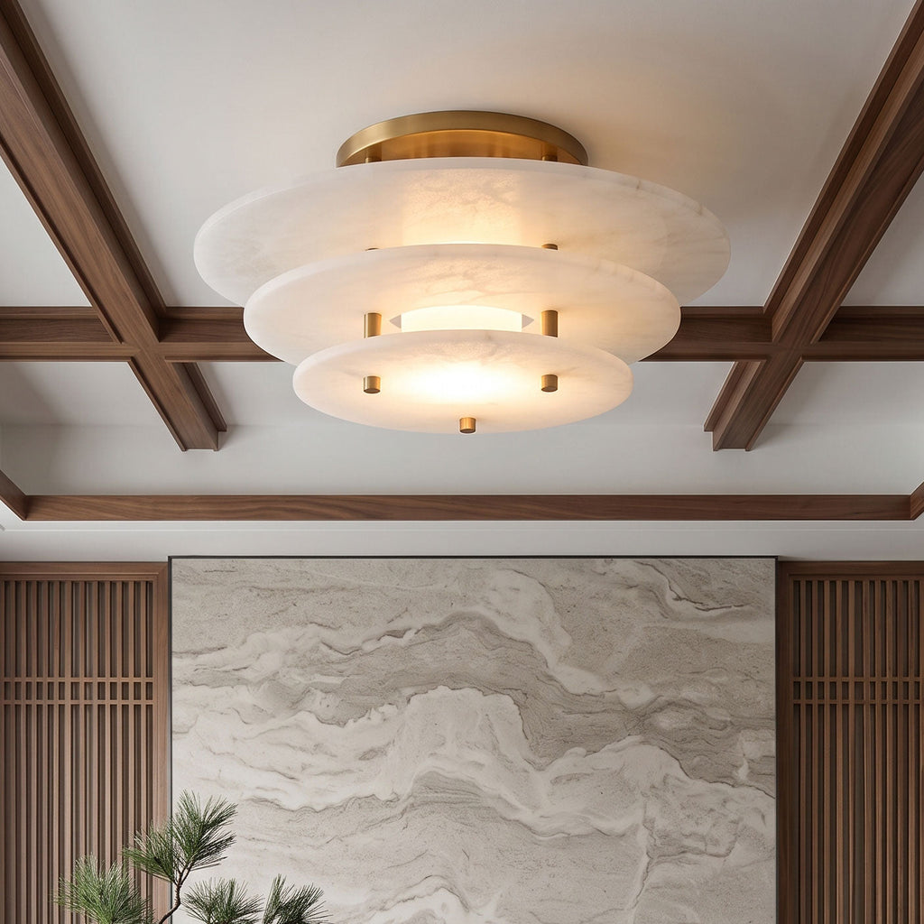 Tiered Alabaster Disc Flush Mount Ceiling Light, product view 2