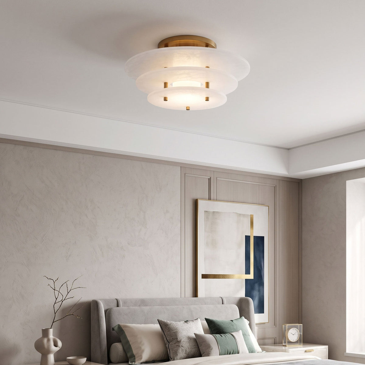 Tiered Alabaster Disc Flush Mount Ceiling Light, product view 3