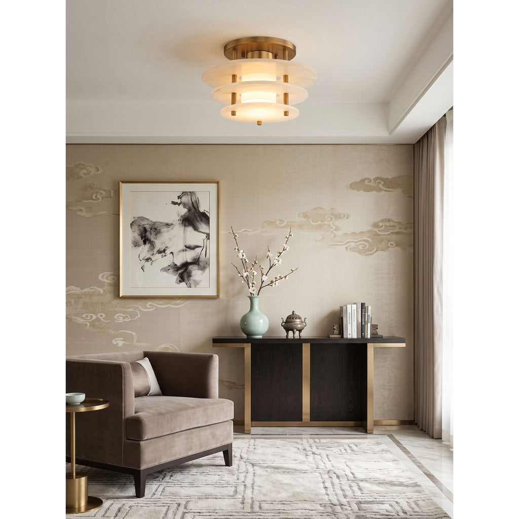 Tiered Alabaster Disc Flush Mount Ceiling Light, product view 6