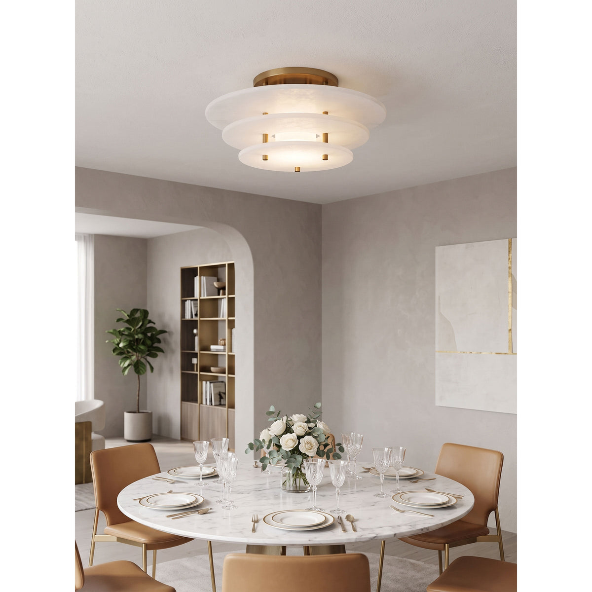 Tiered Alabaster Disc Flush Mount Ceiling Light, product view 10