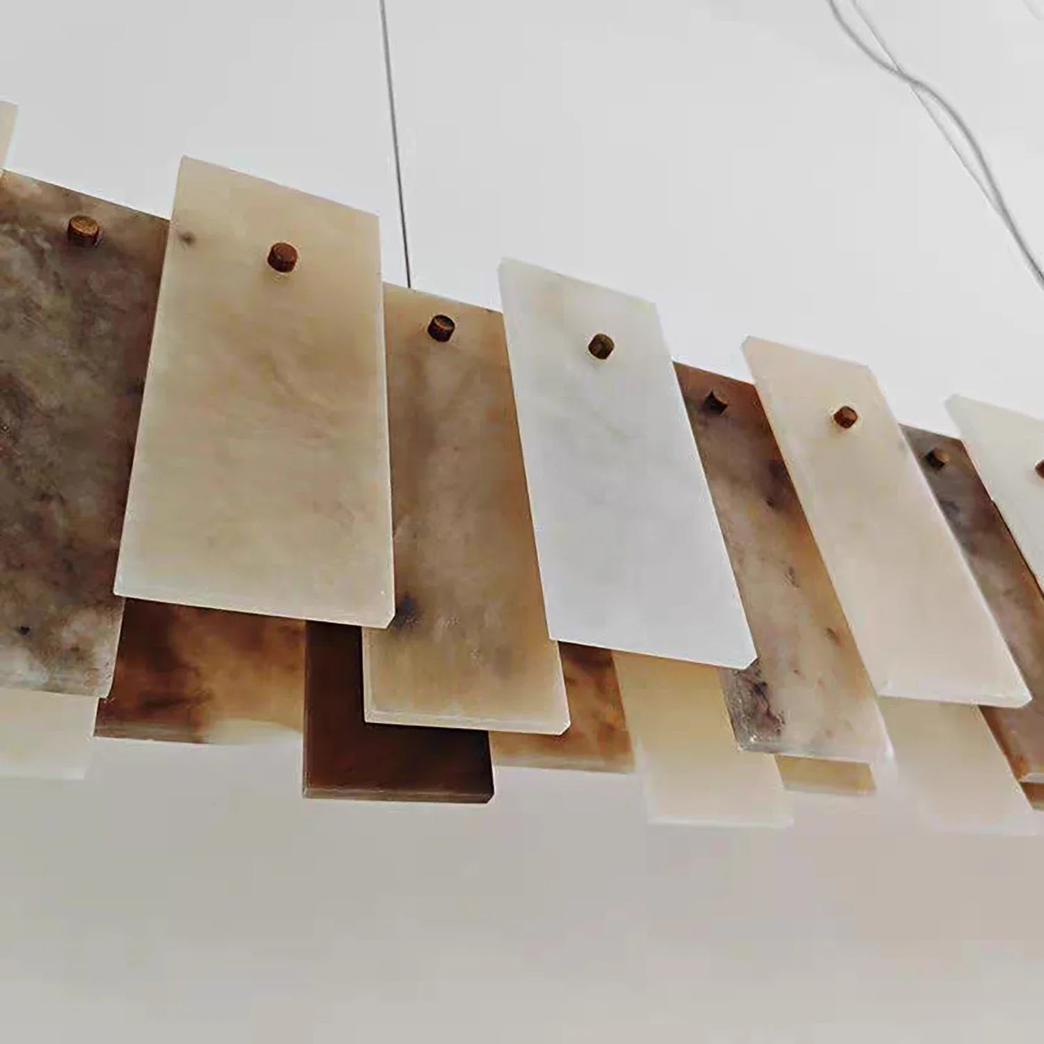 Tobacco-Hued Alabaster Chandelier by Bling Lighting Studio
