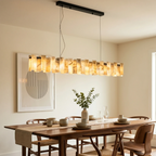 Tobacco-Hued Alabaster Chandelier by Bling Lighting Studio