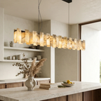 Tobacco-Hued Alabaster Chandelier by Bling Lighting Studio