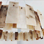 Tobacco-Hued Alabaster Chandelier by Bling Lighting Studio