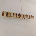 Tobacco-Hued Alabaster Chandelier by Bling Lighting Studio